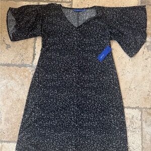 Apt. 9 Black and White A-line Dress with Bell Sleeves